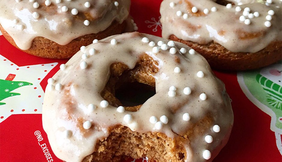 Iced Gingerbread Protein Doughnuts