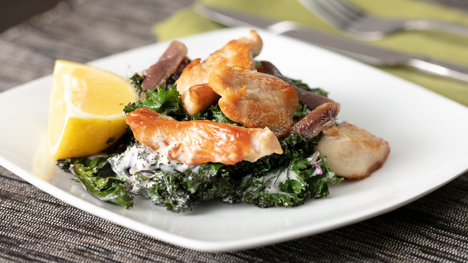 Grilled Kale Caesar with Chicken