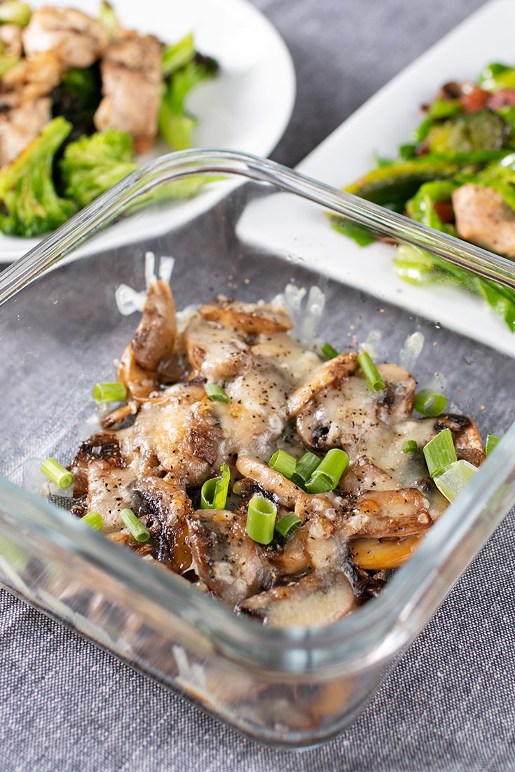 Everyday Beast Grilled Chicken Thighs And Broccoli Saute With Cheddar Mushroom Bake