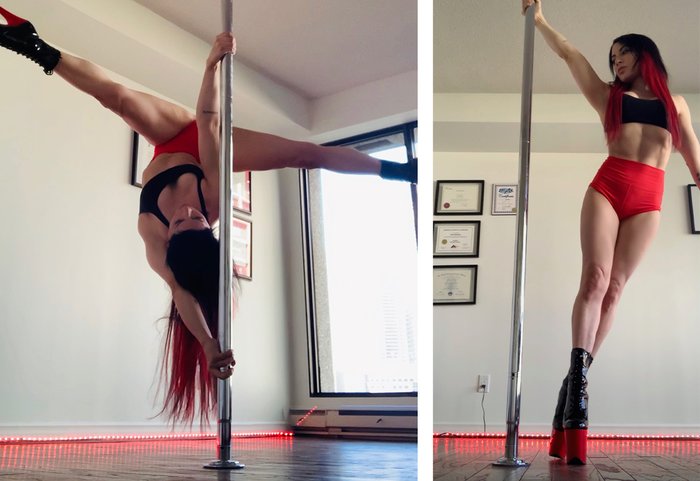 Pole dancing being used for fitness