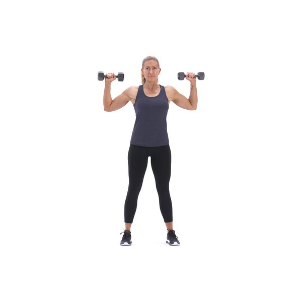 Standing dumbbell shoulder press thumbnail image