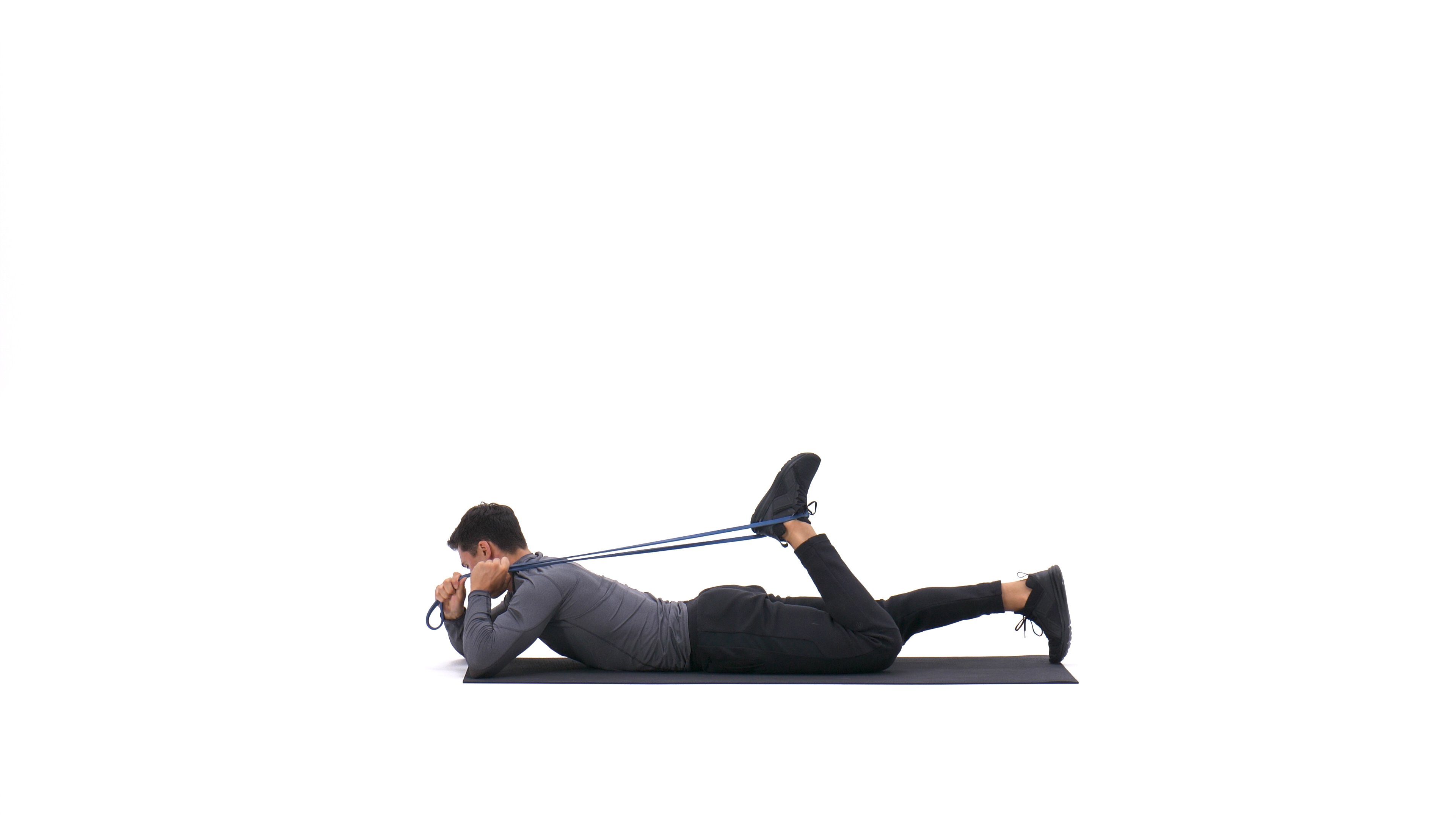 Lying quad stretch with band, Exercise Videos & Guides