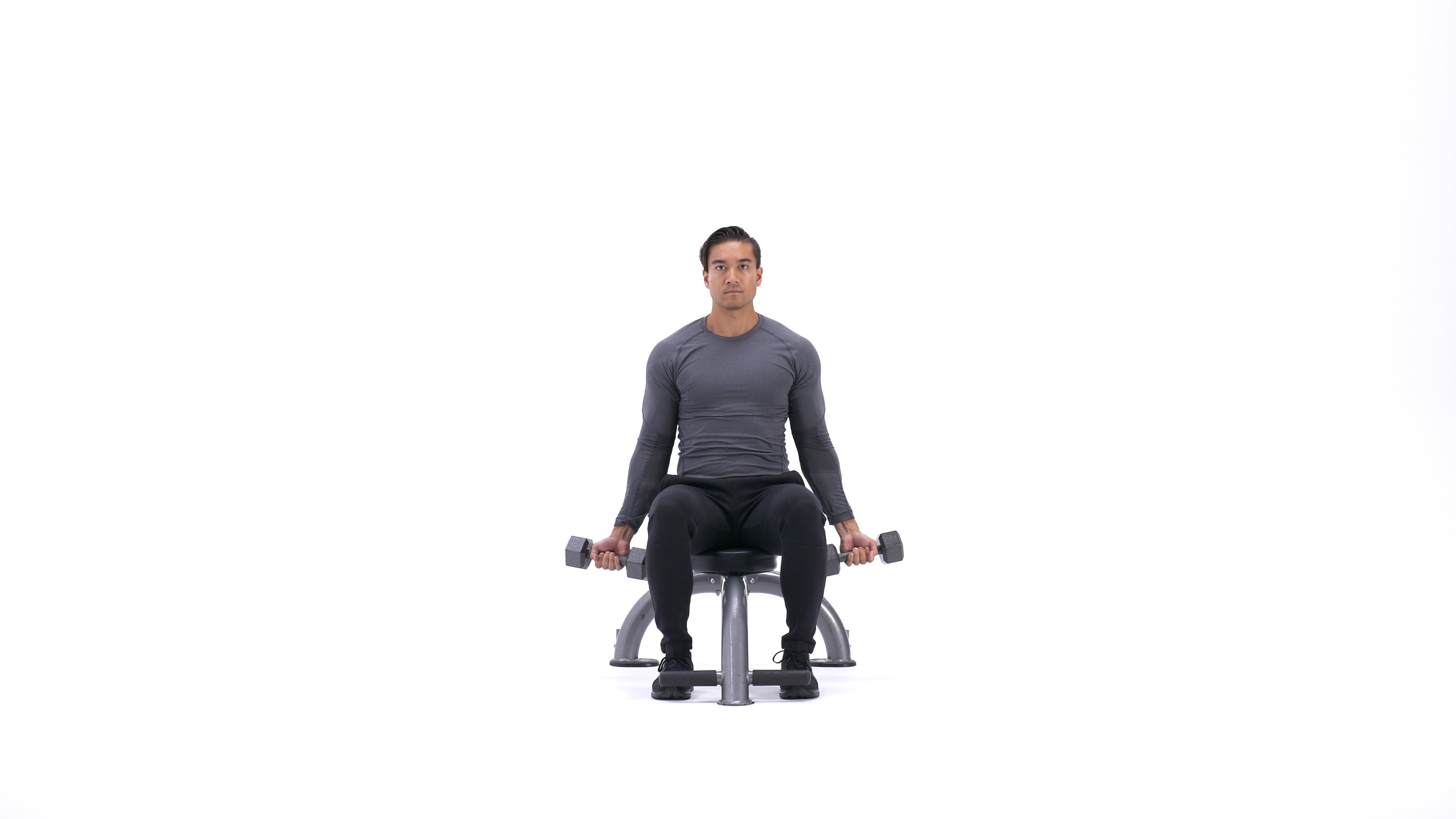 Seated Dumbbell Biceps Curl Exercise Videos And Guides