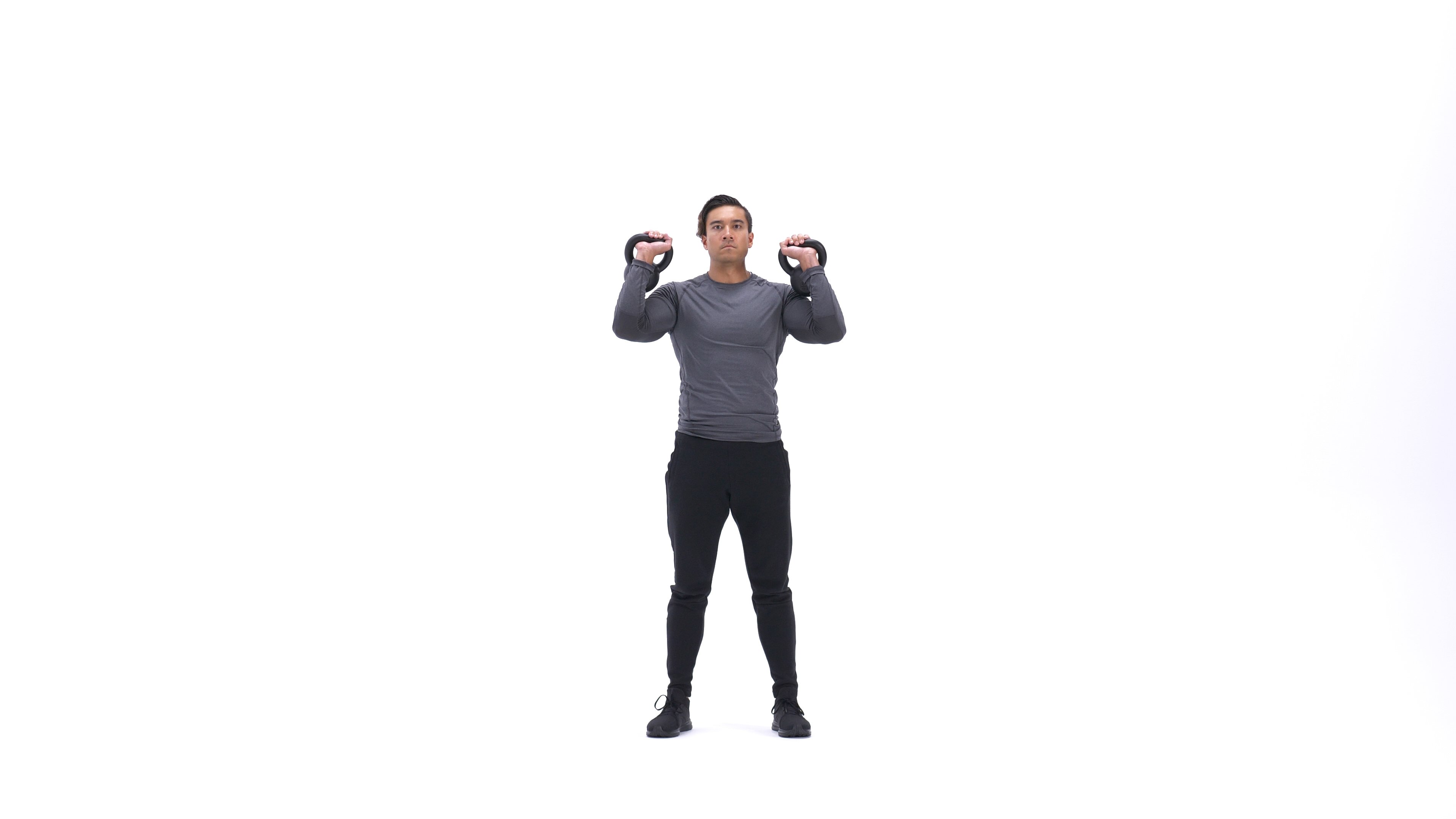 Double Kettlebell Push Press, Exercise Videos & Guides